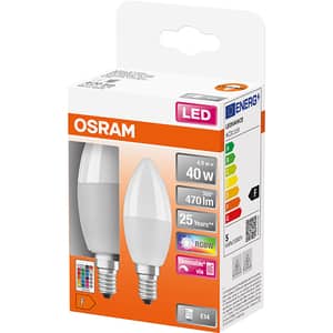 Set becuri LED OSRAM 4058075610149, E14, 4.9W, 470lm, RGBW