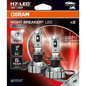 Set becuri auto OSRAM Night Breaker Smart LED, H7, 6000K, 16W, 2 buc, Omologat RAR