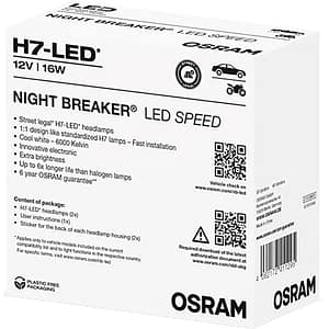 Bec auto LED OSRAM Night Breaker Speed, H7, 6000K, 16W, 12V, 2buc