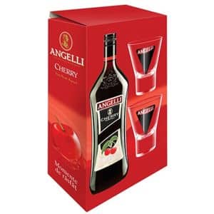 Set Lichior Angelli Cherry, 1L + 2 pahare