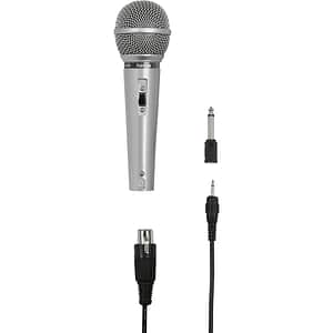 Microfon dinamic karaoke HAMA 46040, Jack 3.5 mm, Jack 6.3 mm, argintiu