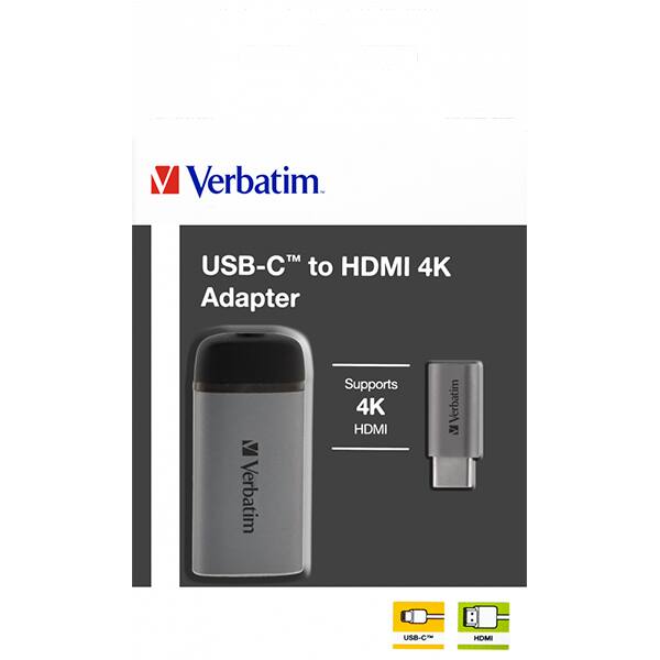 Adaptor USB-C - HDMI 4K VERBATIM 49143, 10cm, gri-negru