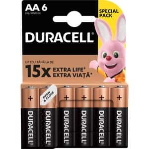 Baterii alcaline Basic DURACELL AA, 6 bucati