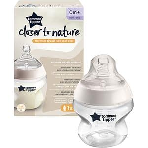 Biberon TOMMEE TIPPEE, flux lent, 0 luni +, 150ml, transparent