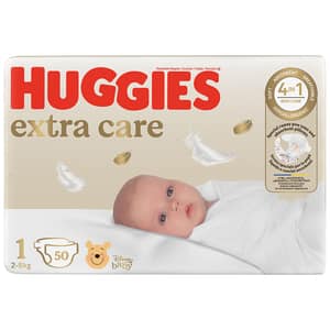 Scutece HUGGIES Extra Care nr 1, Unisex, 2-5 kg, 50 buc