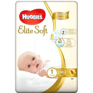 Scutece HUGGIES Elite Soft nr 1, Unisex, 3-5 kg, 50 buc
