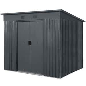 Casuta gradina GoodHome Basic, metal, 224 x 181x 177-199  cm, 4.5 m2, gri