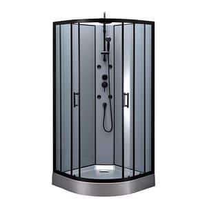 Cabina de dus hidromasaj, semirotunda, neagra, 90 x 90 x 225 cm  GoodHome Onega