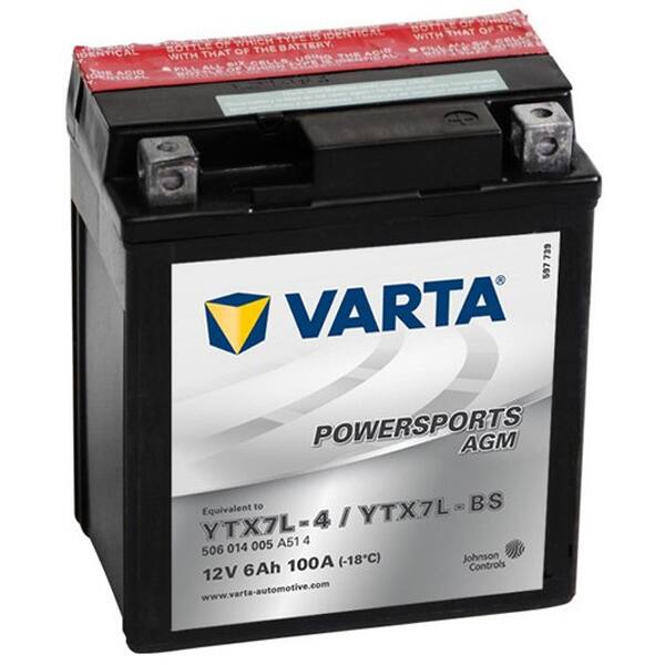 Bat straw rope Baterie moto VARTA Powersports AGM 506014005, 12V, 6Ah, 100A