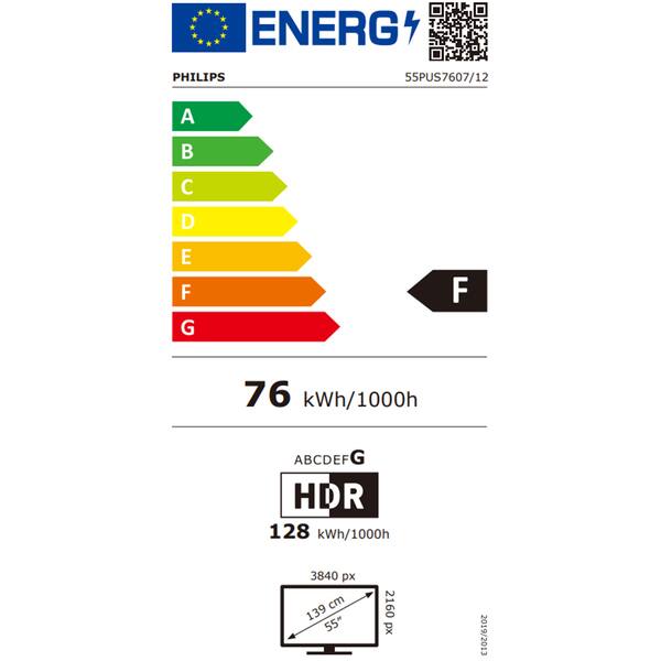 Televizor LED Smart PHILIPS 55PUS7607, Ultra HD 4K, HDR10+, 139 cm