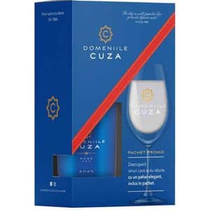 Set Vin rose sec Domeniile Cuza, 0.75L + pahar