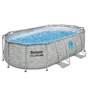 Piscina BESTWAY STEEL PRO MAX Splashview, ovala, cu ferestre, 427x250x100 cm, 7250L