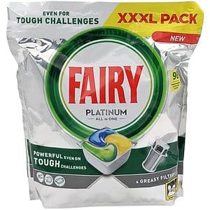 Detergent pentru masina de spalat vase FAIRY Platinum All in One, Lemon, 96 capsule