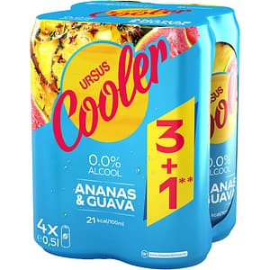 Bere cu arome Ursus Cooler Ananas&Guava 3+1 bax 0.5L x 4 doze