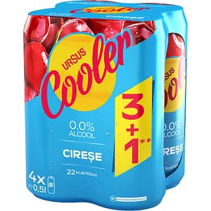 Bere cu arome Ursus Cooler Cirese 3 +1 bax 0.5L x 4 doze