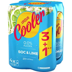 Bere cu arome Ursus Cooler Soc&Lime 3+1 bax 0.5L x 4 doze