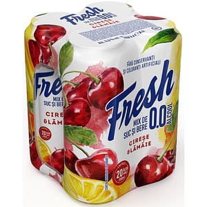 Bere blonda fara alcool Fresh 0 Cirese & Lamaie bax 0.5L x 4 doze
