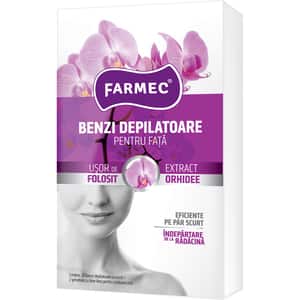 Benzi depilatoare FARMEC pentru fata, Orhidee, 20 benzi