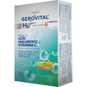 Fiole cu Acid Hialuronic 2% si Vitamina C GEROVITAL H3 Hyaluron C, 10buc x 2ml