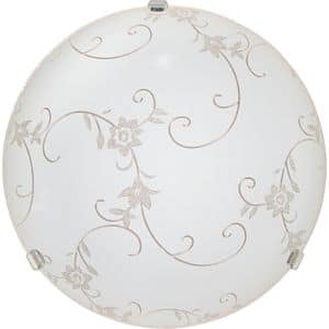 Plafoniera LED, E27, alb, metal si sticla, 40 cm    Klausen Floro