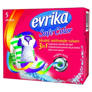 Saculeti anti-transfer pentru rufe EVRIKA Safe Color, 5 buc