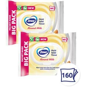 Hartie igienica umeda ZEWA Almond, 2 pachete, 80 bucati