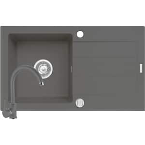 Pachet chiuveta PYRAMIS Altexia Joy 76, 1 cuva, picurator reversibil, compozit granit + baterie, gri