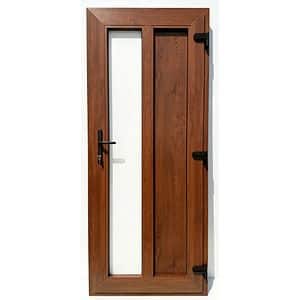 Usa exterior FENSTERWELT, cu geam, dreapta, PVC, 96 x 205 cm, nuc