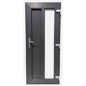 Usa exterior FENSTERWELT, cu geam, dreapta, PVC, 96 x 205 cm, gri antracit