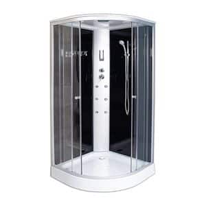 Cabina de dus cu hidromasaj VENUS, semirotunda, profil metalic, sticla securizata, 100 x 100 x 215 cm, alb