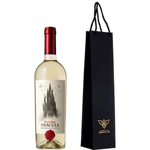 Vin alb sec Castellum Dracula Chardonnay & Feteasca Alba + Wine Bag, 0.75L