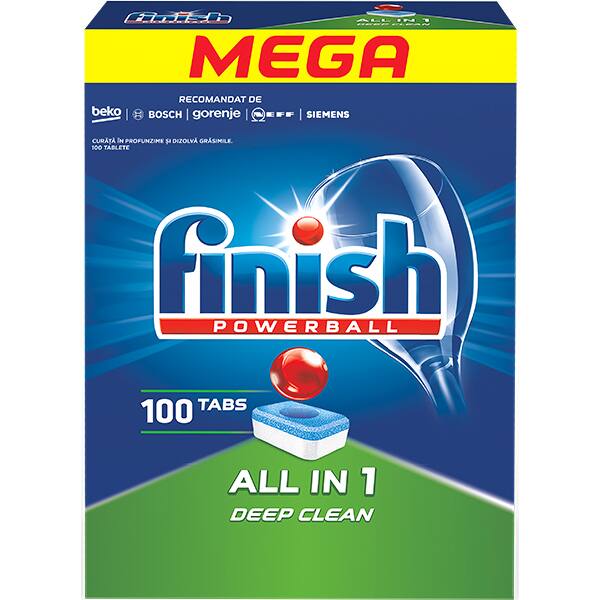 Detergent pentru masina de spalat vase FINISH All in One, 100 tablete