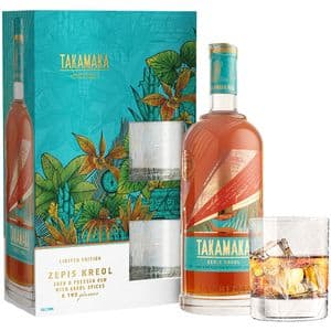 Set Rom Takamaka St Andre Zepis Kreol, 0.7L + 2 pahare