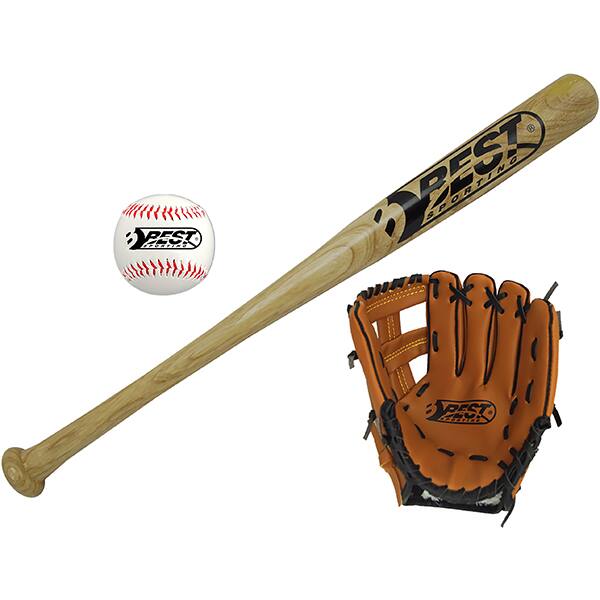 Set baseball BEST SPORTING 63040, bata 61 cm, manusi 24 cm, minge 70 mm