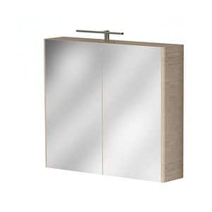 Oglinda baie Cubo, 2 usi si 2 polite mobile, 80 x 18 x 70 cm, iluminare LED