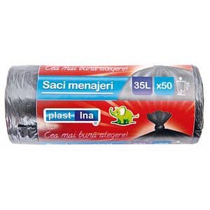 Saci menajeri PLASTINA, 20 buc, 35 l, gri