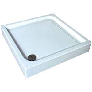 Cadita dus FIBREX Elisa, patrata, acril, 90 x 90 x 13 cm, alb