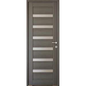 Usa interior Linneya, cu geam, reversibila, MDF, 88 x 203 cm, gri antracit