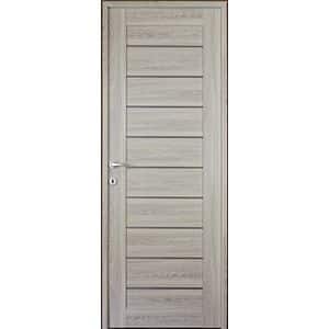 Usa interior Tarra, cu geam, reversibila, MDF, 78 x 203 cm, gri deschis