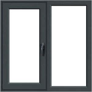 Fereastra termopan APLAST, PVC, 5 camere, 116 x 116 cm, deschidere fixa + batanta stanga, gri antracit