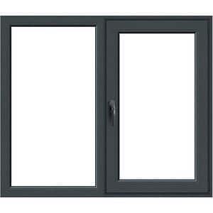 Fereastra termopan APLAST, PVC, 5 camere, 146 x 116 cm, deschidere fixa + batanta dreapta, gri antracit