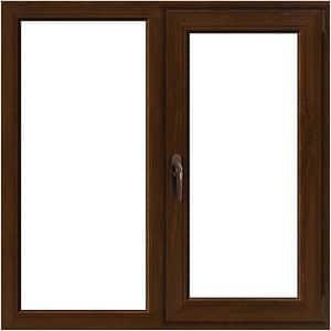 Fereastra termopan APLAST, PVC, 5 camere, 116 x 116 cm, deschidere fixa + batanta dreapta, maro