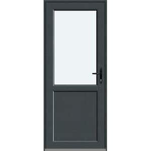 Usa intrare APLAST, cu geam, stanga, PVC, 88 x 205 cm, gri antracit