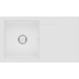 Chiuveta bucatarie SANDONNA Arona 76, 1 cuva, picurator reversibil, compozit granit, alb