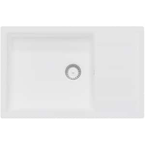 Chiuveta bucatarie SANDONNA Ewelina 78, 1 cuva, picurator reversibil, compozit granit, alb