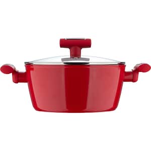 Cratita cu capac BERGNER Red Line BG-35391-RD, 5.85l, 28cm, aluminiu forjat, rosu