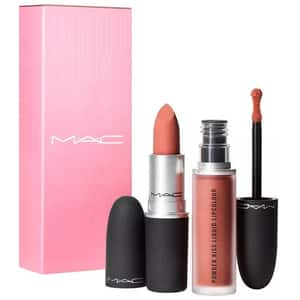Set MAC Powder Kiss Lip Kits: Ruj, Mull it Over, 3g + Ruj, Mull it Over, 5ml