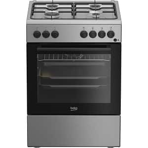 Aragaz BEKO FBSE62120XD, 4 arzatoare, Gaz + Electric, L 60 cm, Grill, argintiu