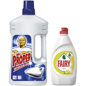 Pachet detergent universal MR. PROPER, 1l + Detergent de vase FAIRY Lemon, 450ml