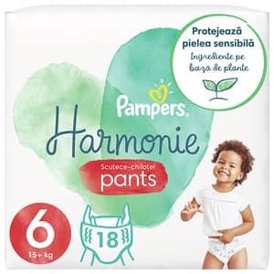 Scutece chilotel PAMPERS Harmonie Value Pack nr 6, Unisex, 15 kg+, 18 buc